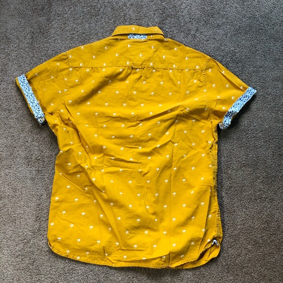 Denim & Flower men’s casual button down shirt medium short sleeve mustard yellow - Picture 10 of 10